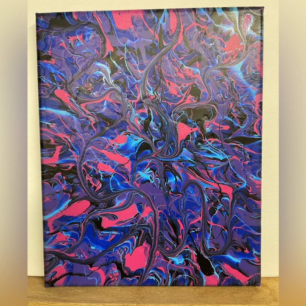 Dynamic Blue and Pink Abstract Painting